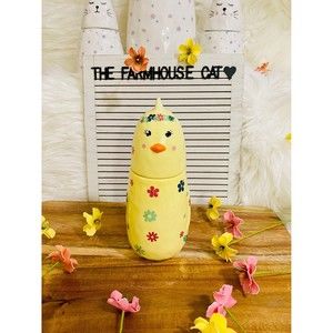 Spring Easter Yellow Super Dimply Floral Chick Canister Seasonal Home Decor